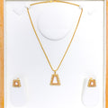 Geometric Tapered Three-Tone 22k Gold Pendant Set