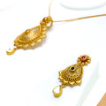 22k-gold-Traditional Netted Antique Pendant Set 