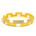 21k-gold-Reflective Alternating Bangle Bracelet 