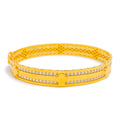 21k-gold-Elegant Striped Clover Bangle Bracelet 