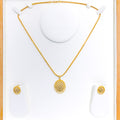 Stylish Oval Two-Tone 22k Gold Pendant Set