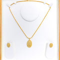 Elongated Oval 22k Gold Pendant Set