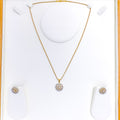 Sparkling Flower Diamond 18k Gold Pendant Set