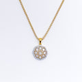 Sparkling Flower Diamond 18k Gold Pendant Set