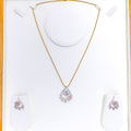 Intricate Rose Gold Diamond 18k Gold Pendant Set