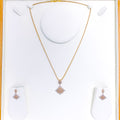 Delicate Rose Gold Diamond 18k Gold Pendant Set