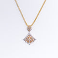 Modest Curved Diamond 18k Gold Pendant Set