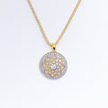 Ornate Flower Accented Diamond 18k Gold Pendant Set