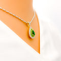 18k-gold-Evergreen Pear Drop Diamond Pendant Set