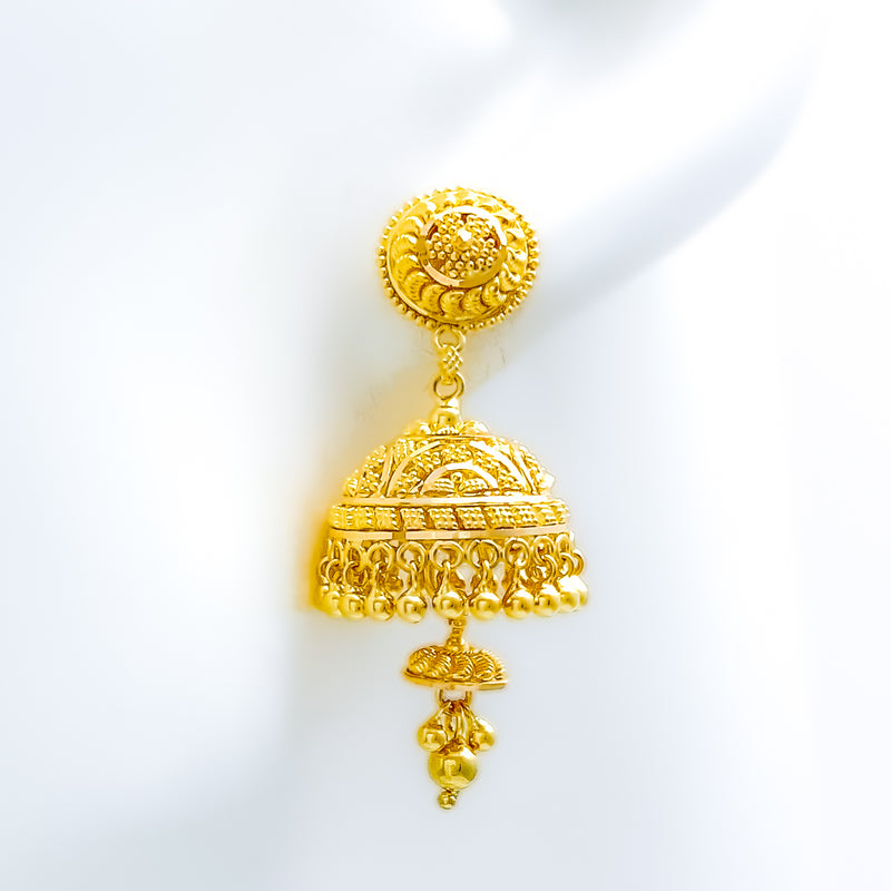Upscale Two-Tier 22k Gold Jhumki