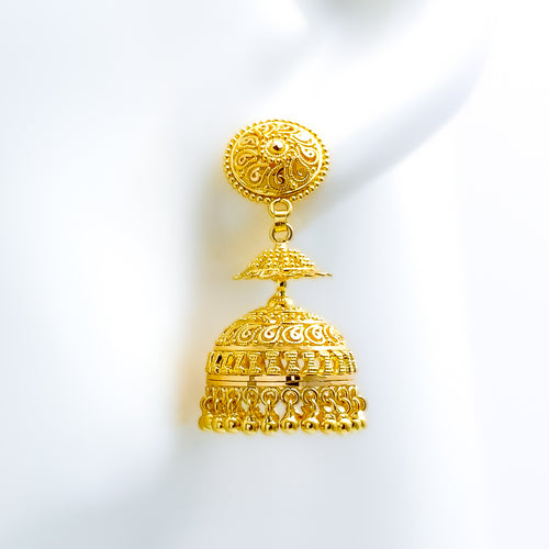 Floral Paisley 22k Gold Jhumki