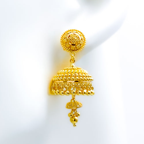 Extravagant Multi-Bead 22k Gold Jhumki