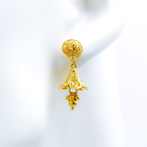 Petite Open Flower 22k Gold Earrings