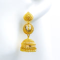 Elegant Hanging 22k Gold Crescent Jhumki