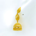 Elegant Hanging 22k Gold Crescent Jhumki