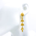 Classy Long Floral 22k Gold Earrings