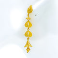 Classy Long Floral 22k Gold Earrings