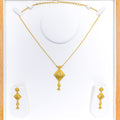 Shiny Striped Diamond 22k Gold Necklace Set