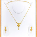 Refined V-Shaped Floral 22k Gold Necklace Set