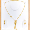 Chic Leaf Drop 22k Gold Necklace Set