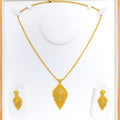 Elegant Chandelier Drop 22k Gold Pendant Set