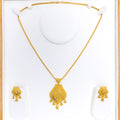 Upscale Asymmetrical Jali 22k Gold Pendant Set