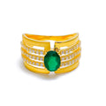 22k-gold-Bold Triple Striped CZ Ring 