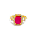 22k-gold-Ornate Lush CZ Ring 