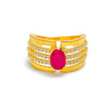 22k-gold-Stately Striped CZ Ring 