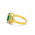 22k-gold-Intricate Emerald Cut CZ Ring 