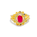 22k-gold-Reflective Blush Floral CZ Ring 