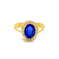 22k-gold-Majestic Deep Blue CZ Ring 