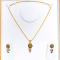 Decorative Floral Pendant Set w/ Stone Tassels 22k Gold 