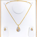 Mod Shimmering Teardrop Pendant Set 22k Gold 