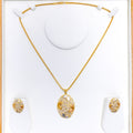 Special Three-Tone Oval Leaf Pendant Set 22k Gold 