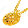 22k-gold-Extravagant Paisley Accented Flower Necklace - 30"