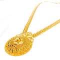 22k-gold-Extravagant Paisley Accented Flower Necklace - 30"