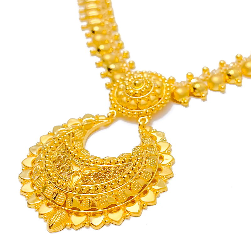 22k-gold-Radiant Rangoli Accented Filigree Necklace  - 16"