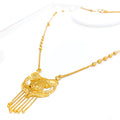 22k-gold-Paisley Accented Hanging Chain Necklace  - 20"