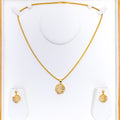 Classy Flower Accented 22k Gold Pendant Set