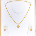 Floral Square 22k Gold Pendant Set