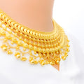 Paisley Accented Tasseled 22k Gold Bridal Necklace Set 
