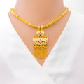 Traditional White Meena 22k Gold Necklace Set 