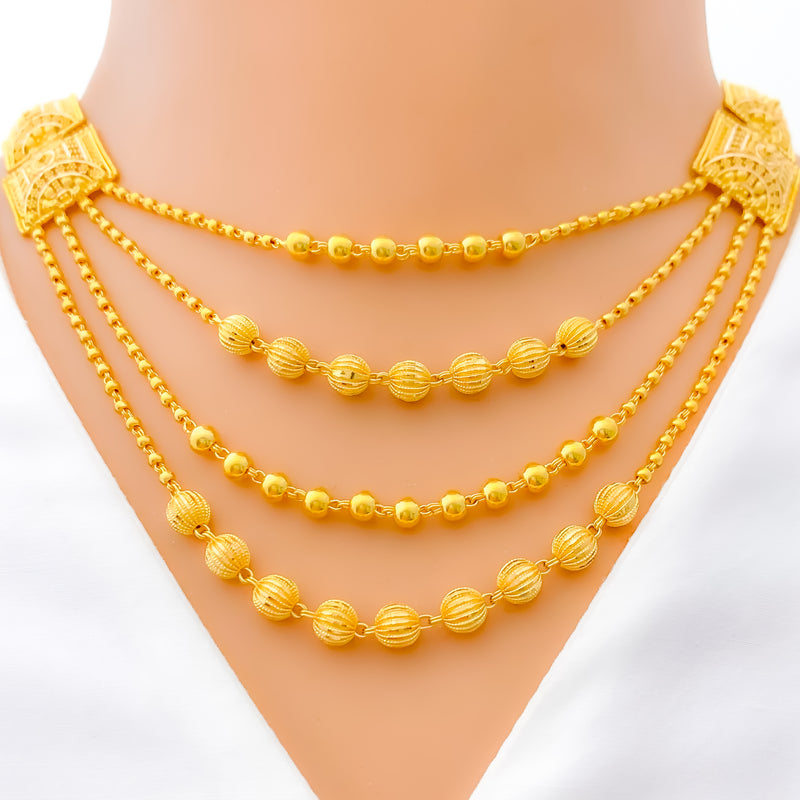 Delightful Geometric 22k Gold Bridal Necklace Set 