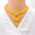Classy Crescent 22k Gold Bridal Necklace Set 