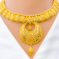 Intricate Paisley Adorned 22k Gold Bridal Necklace Set 