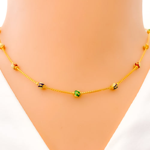  Majestic Multi Colored 22k Gold Orb Necklace 