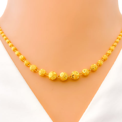 Dotted Reflective Orb 22k Gold Necklace 