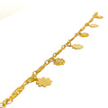 Elevated Floral Charm 22k Gold Bracelet