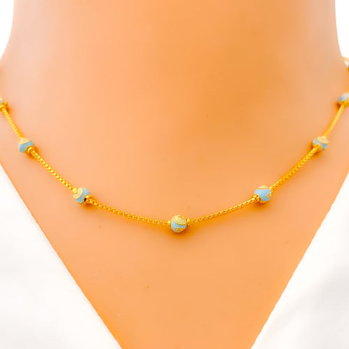 Special Turquoise Enameled 22k Gold Orb Necklace 